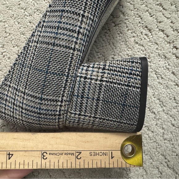 J. Crew Glen Plaid Embellished Block Heel Pumps Pearls Jeweled Square Toe - Picture 14 of 14